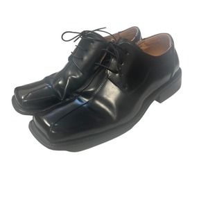 Zota Black Square Toe Office Business Casual Lace Up Dress Shoes